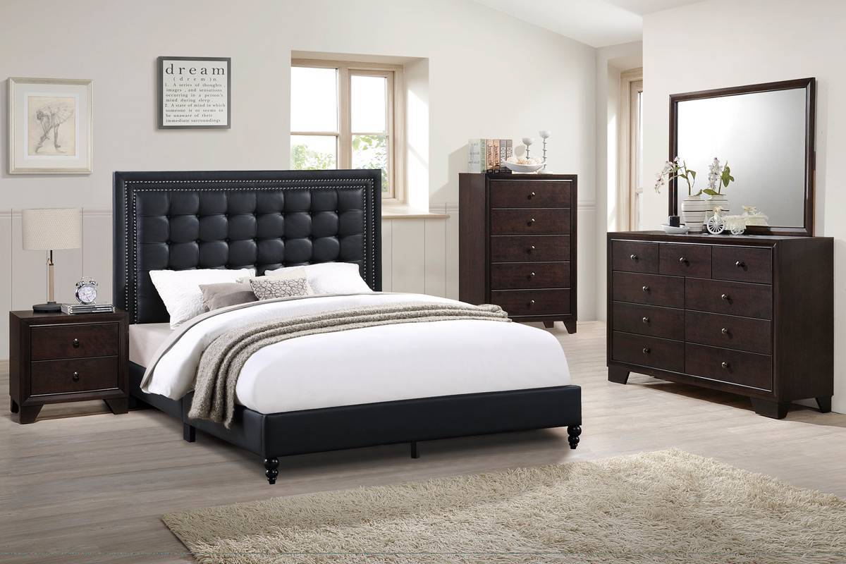 Modern Bedroom Nightstand Brown Color Drawers Bed Side Table Rubberwood - 1st Choice Furniture Direct