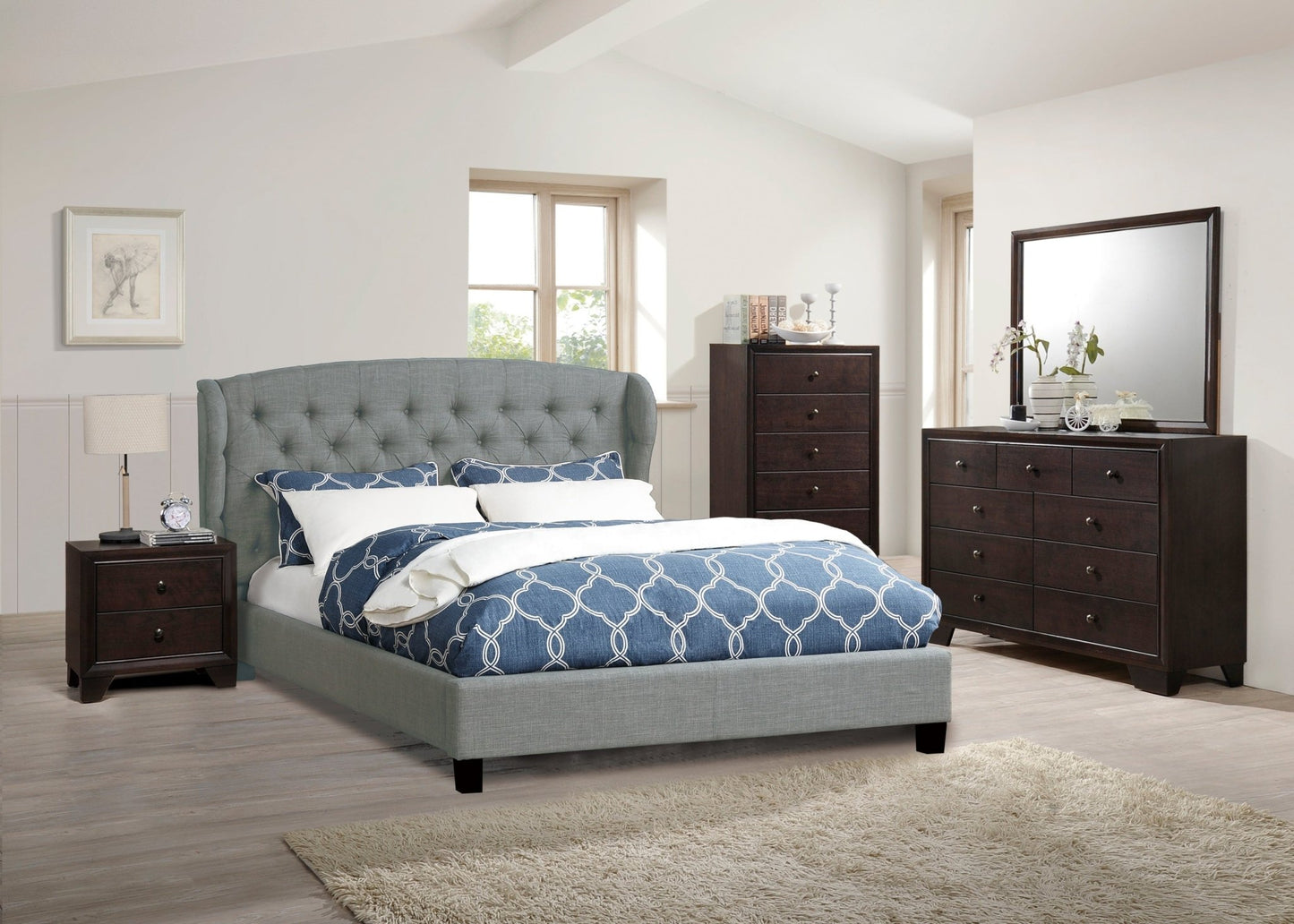 Modern Bedroom Nightstand Brown Color Drawers Bed Side Table Rubberwood - 1st Choice Furniture Direct