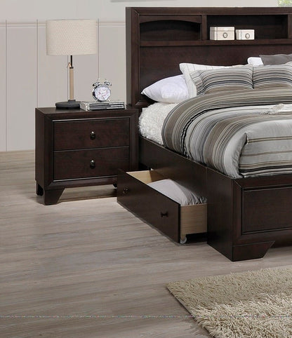 Modern Bedroom Nightstand Brown Color Drawers Bed Side Table Rubberwood - 1st Choice Furniture Direct