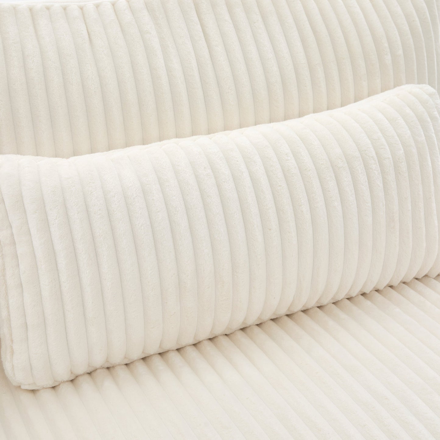 Modern Beige Corduroy Loveseat Sofa with Four Pillows, Upholstered, 80.3' W x 37.4' D x 33.9' H - 1st Choice Furniture Direct