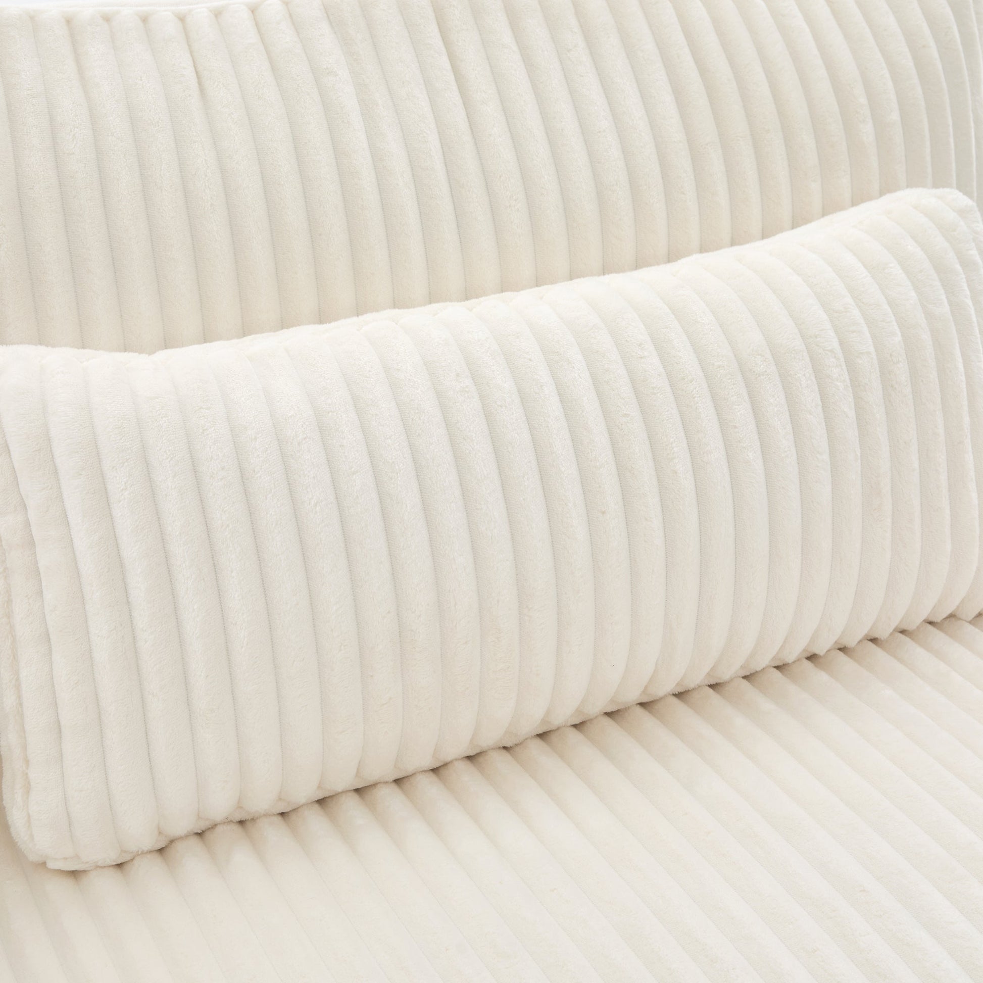 Modern Beige Corduroy Loveseat Sofa with Four Pillows, Upholstered, 80.3' W x 37.4' D x 33.9' H - 1st Choice Furniture Direct