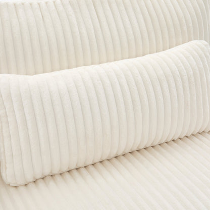 Modern Beige Corduroy Loveseat Sofa with Four Pillows, Upholstered, 80.3' W x 37.4' D x 33.9' H - 1st Choice Furniture Direct