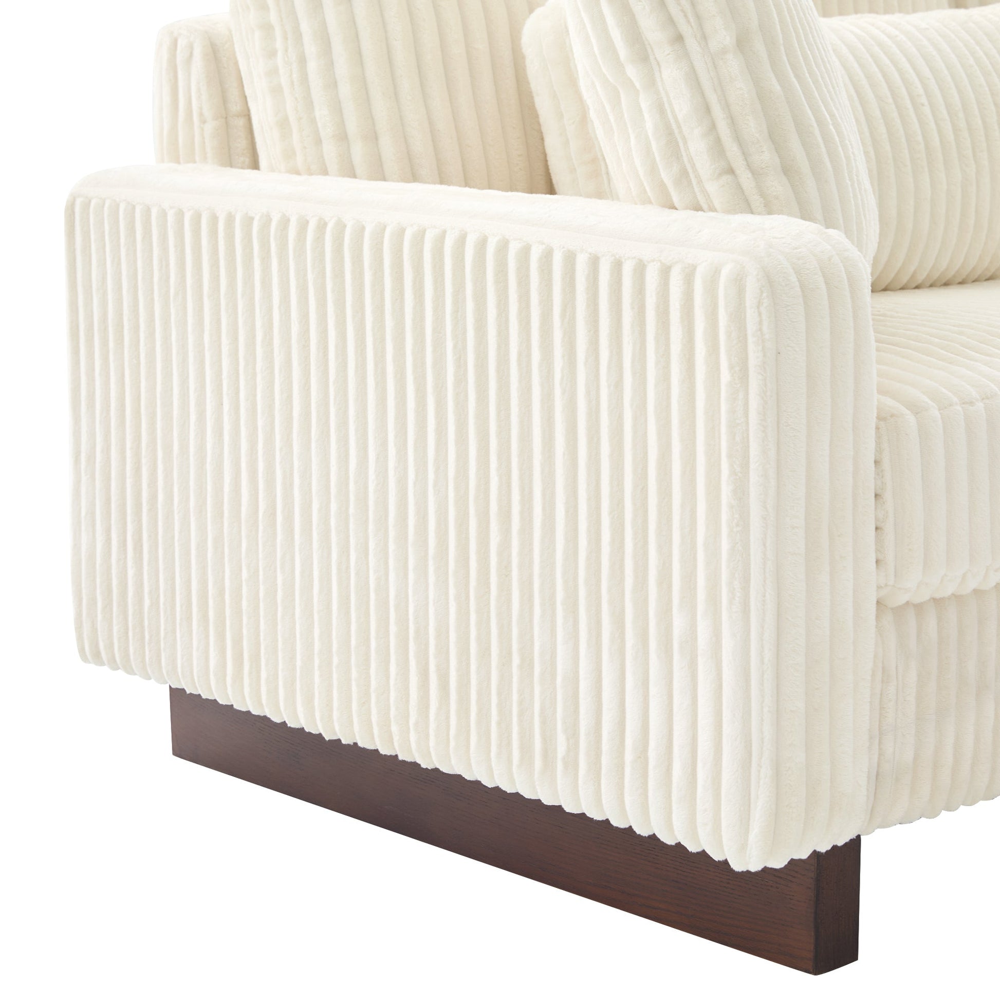 Modern Beige Corduroy Loveseat Sofa with Four Pillows, Upholstered, 80.3' W x 37.4' D x 33.9' H - 1st Choice Furniture Direct