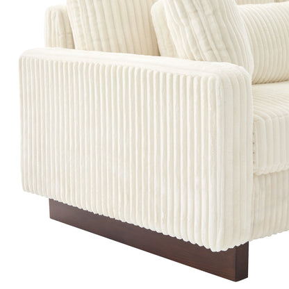 Modern Beige Corduroy Loveseat Sofa with Four Pillows, Upholstered, 80.3' W x 37.4' D x 33.9' H - 1st Choice Furniture Direct