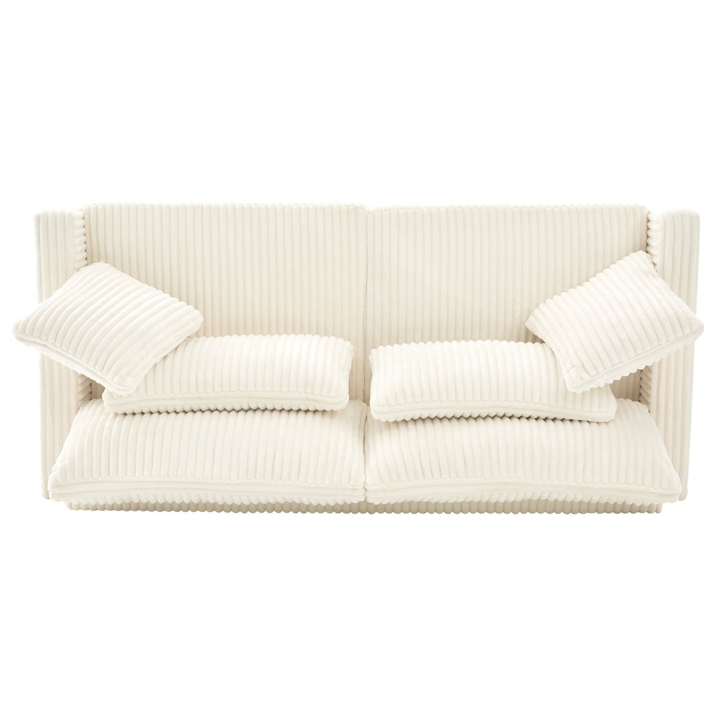 Modern Beige Corduroy Loveseat Sofa with Four Pillows, Upholstered, 80.3' W x 37.4' D x 33.9' H - 1st Choice Furniture Direct