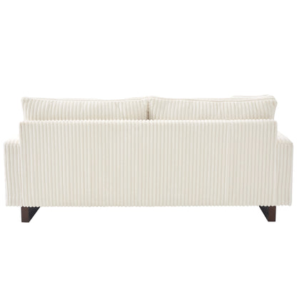 Modern Beige Corduroy Loveseat Sofa with Four Pillows, Upholstered, 80.3' W x 37.4' D x 33.9' H - 1st Choice Furniture Direct