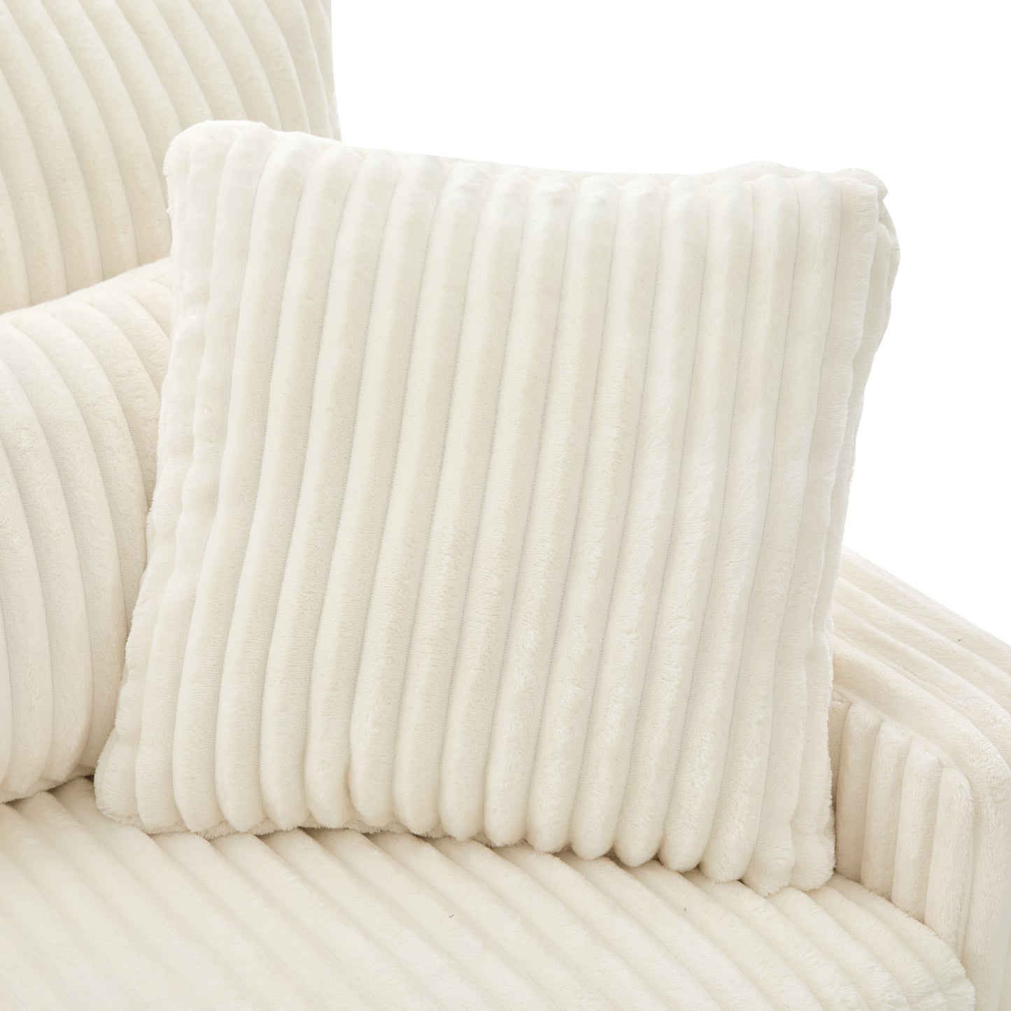 Modern Beige Corduroy Loveseat Sofa with Four Pillows, Upholstered, 80.3' W x 37.4' D x 33.9' H - 1st Choice Furniture Direct