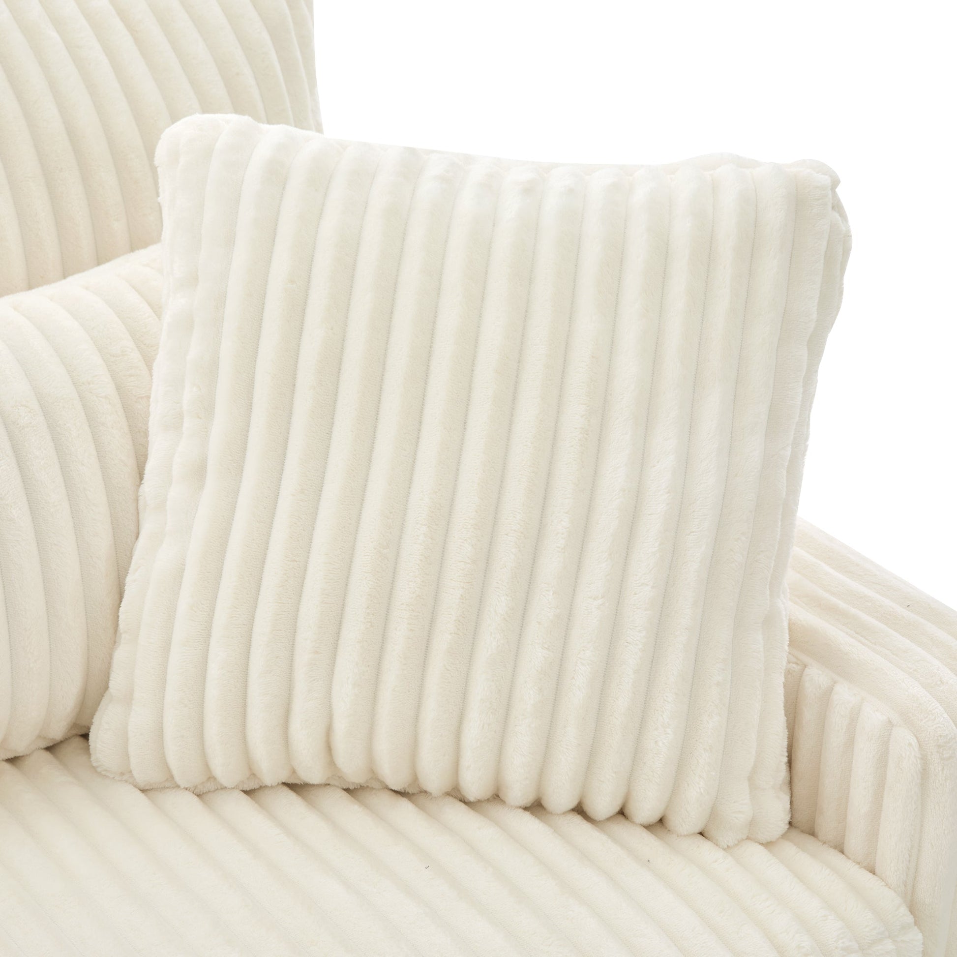 Modern Beige Corduroy Loveseat Sofa with Four Pillows, Upholstered, 80.3' W x 37.4' D x 33.9' H - 1st Choice Furniture Direct