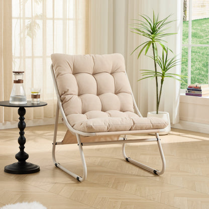Modern Beige Outdoor Lounge Chair with Ottoman - 1st Choice Furniture Direct
