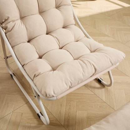 Modern Beige Outdoor Lounge Chair with Ottoman - 1st Choice Furniture Direct