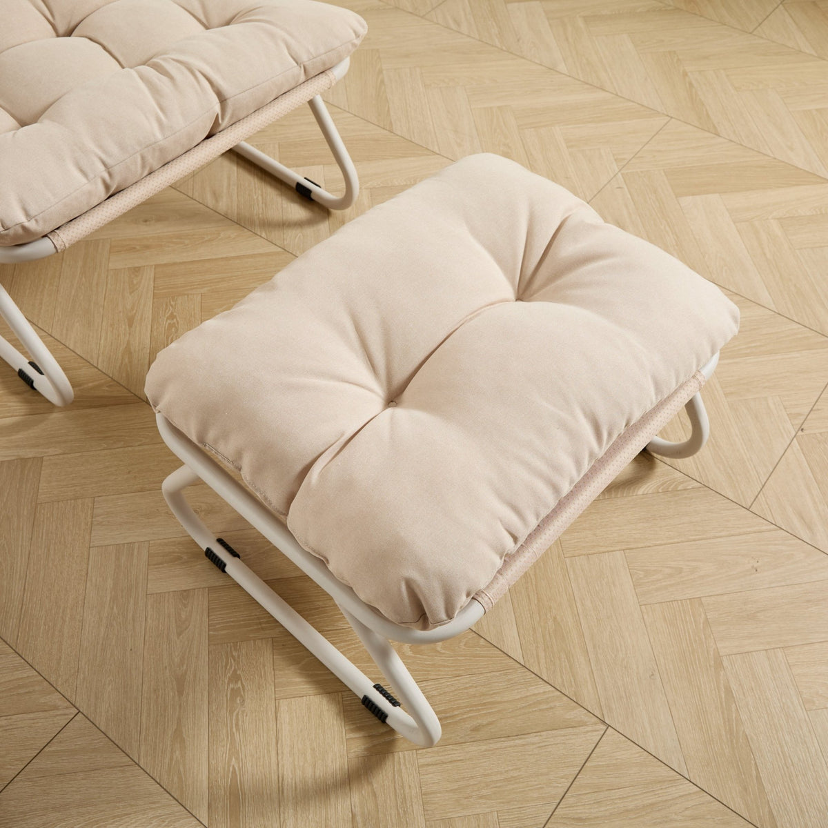 Modern Beige Outdoor Lounge Chair with Ottoman - 1st Choice Furniture Direct