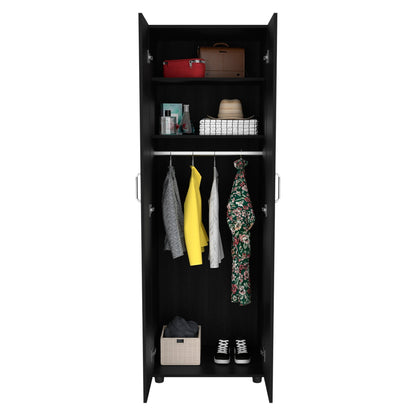 Modern Black 2 Door Armoire Wardrobe Closet with Shelves - 1st Choice Furniture Direct