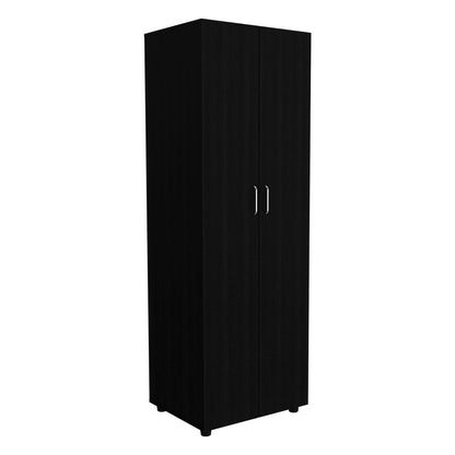 Modern Black 2 Door Armoire Wardrobe Closet with Shelves - 1st Choice Furniture Direct