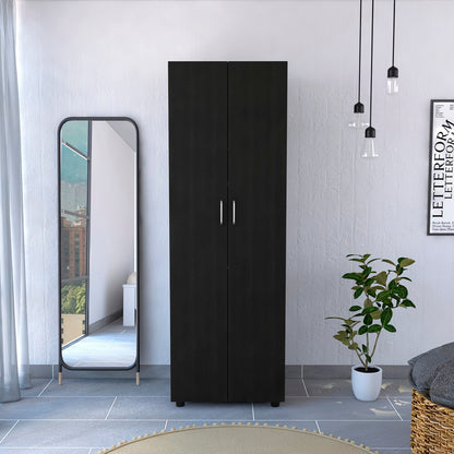 Modern Black 2 Door Armoire Wardrobe Closet with Shelves - 1st Choice Furniture Direct