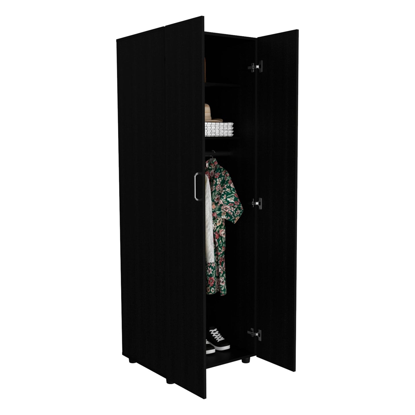 Modern Black 2 Door Armoire Wardrobe Closet with Shelves - 1st Choice Furniture Direct