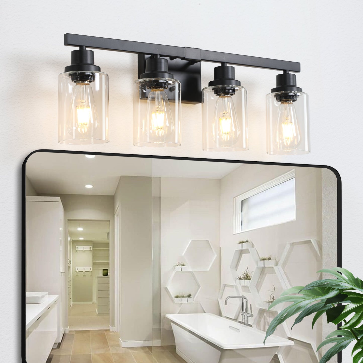 Modern Black 4 - Light Bathroom Vanity Light – Rustic Industrial Wall Sconce - 1st Choice Furniture Direct