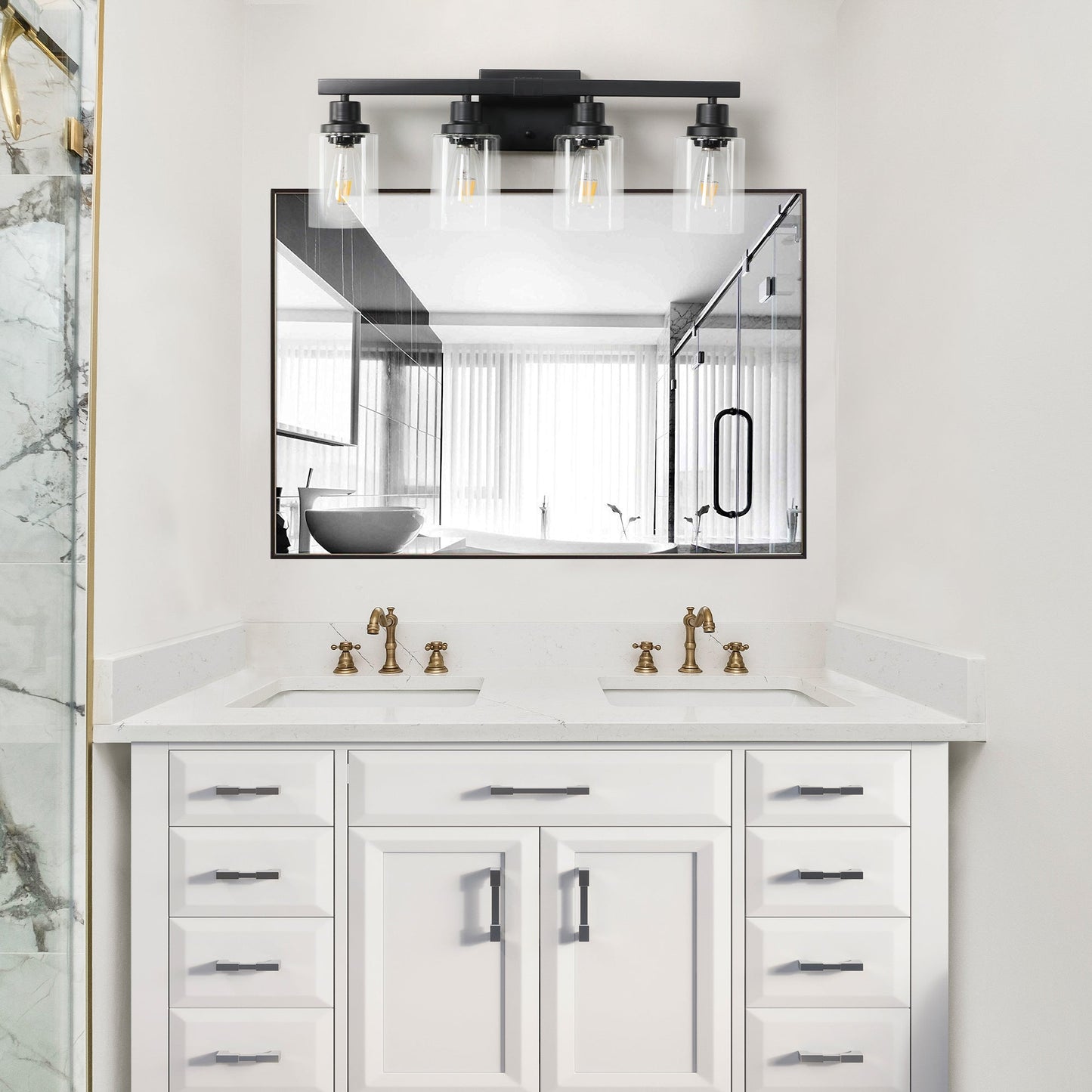 Modern Black 4 - Light Bathroom Vanity Light – Rustic Industrial Wall Sconce - 1st Choice Furniture Direct
