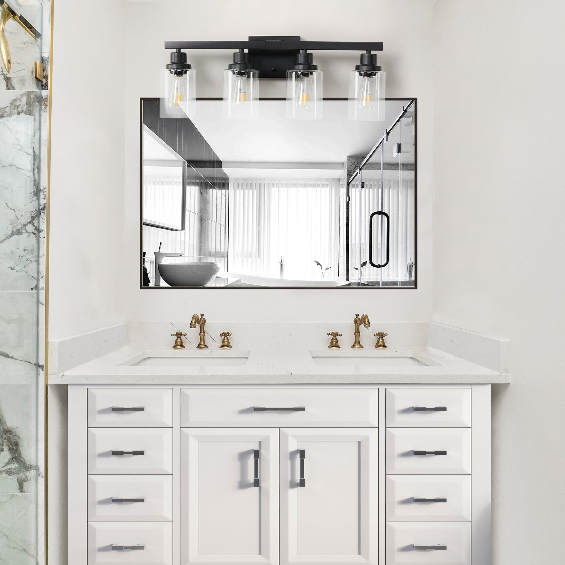 Modern Black 4 - Light Bathroom Vanity Light – Rustic Industrial Wall Sconce - 1st Choice Furniture Direct