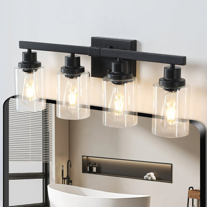 Modern Black 4 - Light Bathroom Vanity Light – Rustic Industrial Wall Sconce - 1st Choice Furniture Direct
