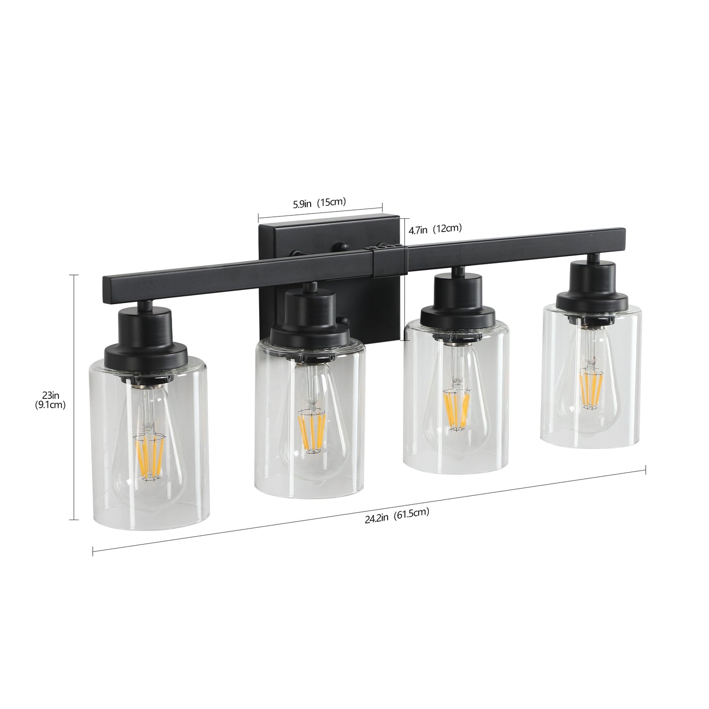 Modern Black 4 - Light Bathroom Vanity Light – Rustic Industrial Wall Sconce - 1st Choice Furniture Direct