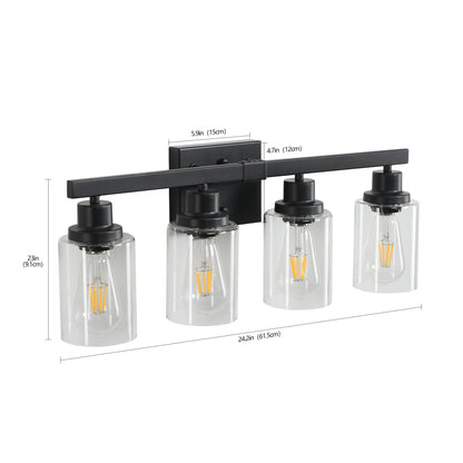 Modern Black 4 - Light Bathroom Vanity Light – Rustic Industrial Wall Sconce - 1st Choice Furniture Direct