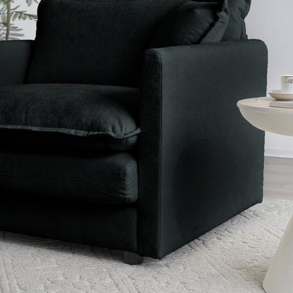 Modern Black Chenille Ottoman – Modular Upholstered Footrest Stool - 1st Choice Furniture Direct