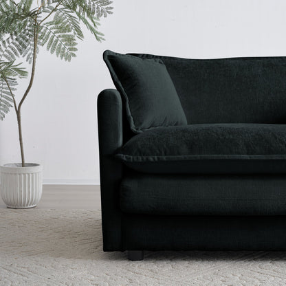 Modern Black Chenille Ottoman – Modular Upholstered Footrest Stool - 1st Choice Furniture Direct