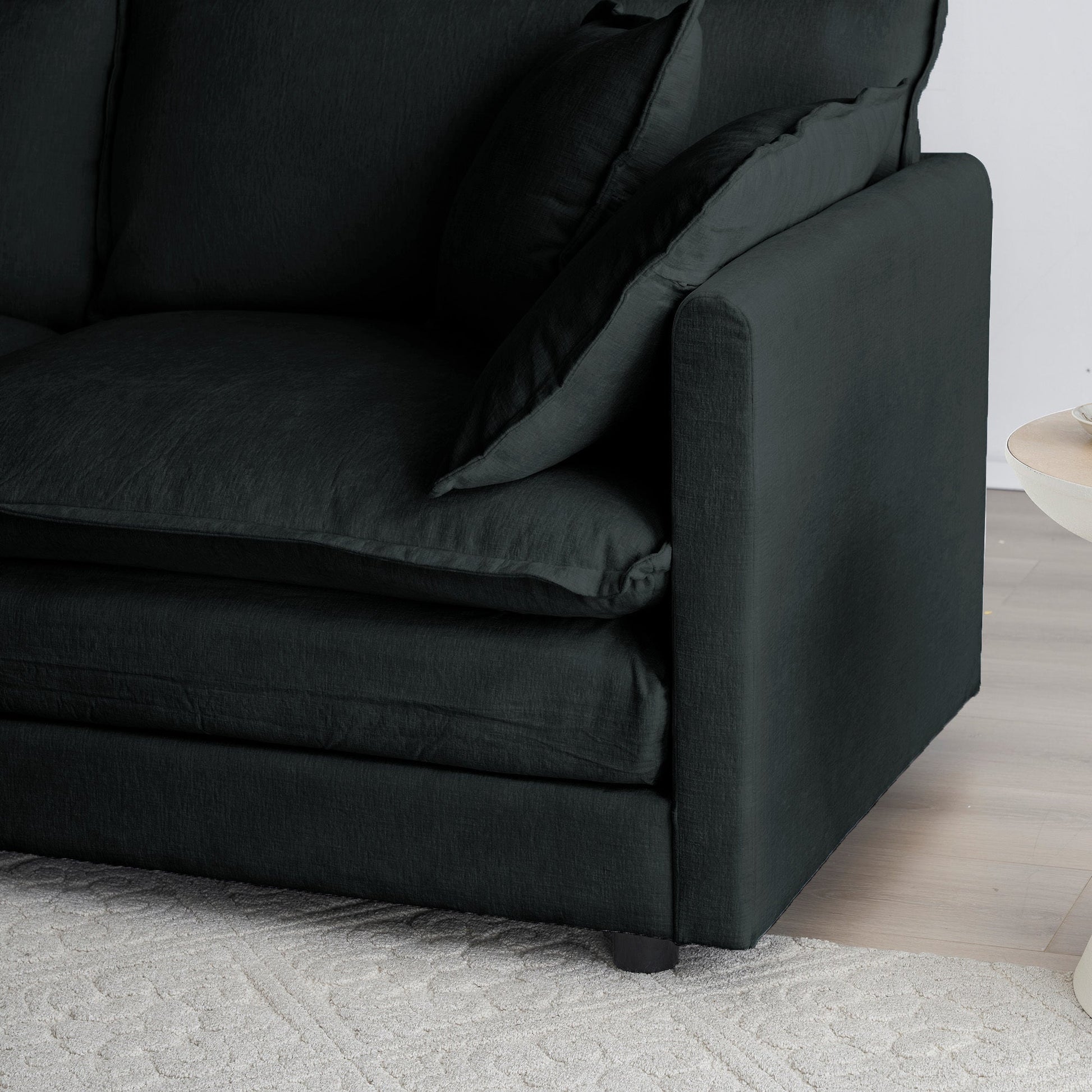 Modern Black Chenille Ottoman – Modular Upholstered Footrest Stool - 1st Choice Furniture Direct