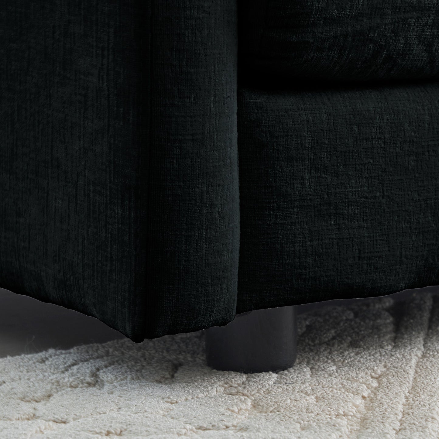Modern Black Chenille Ottoman – Modular Upholstered Footrest Stool - 1st Choice Furniture Direct
