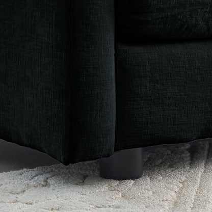 Modern Black Chenille Ottoman – Modular Upholstered Footrest Stool - 1st Choice Furniture Direct