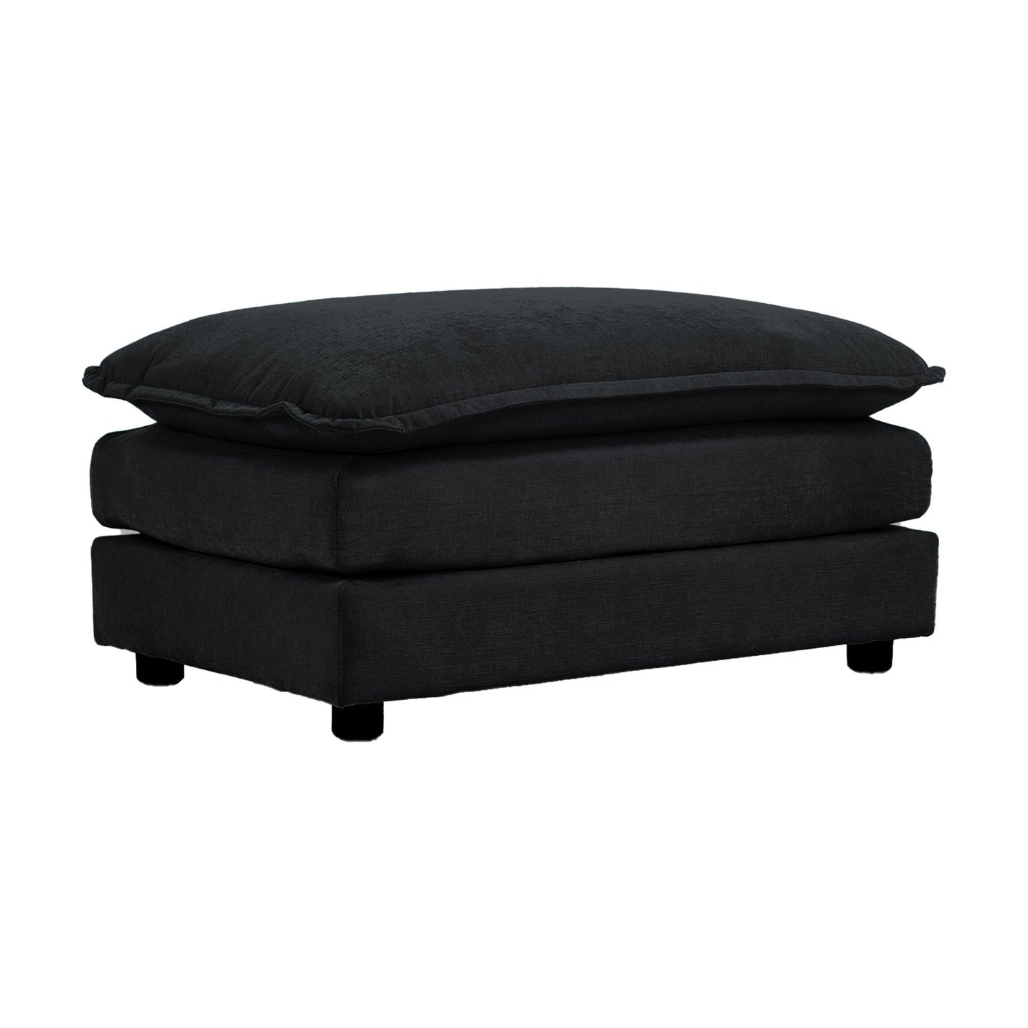 Modern Black Chenille Ottoman – Modular Upholstered Footrest Stool - 1st Choice Furniture Direct