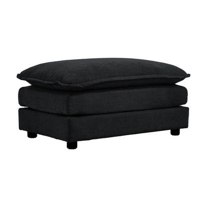 Modern Black Chenille Ottoman – Modular Upholstered Footrest Stool - 1st Choice Furniture Direct