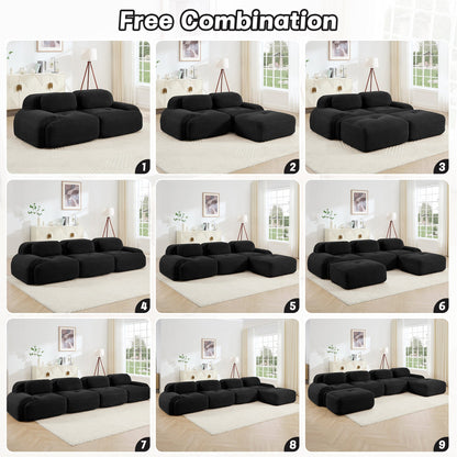 Modern Black Corduroy Modular Sectional Sofa – 3 Seat Cloud Comfort Couch - 1st Choice Furniture Direct
