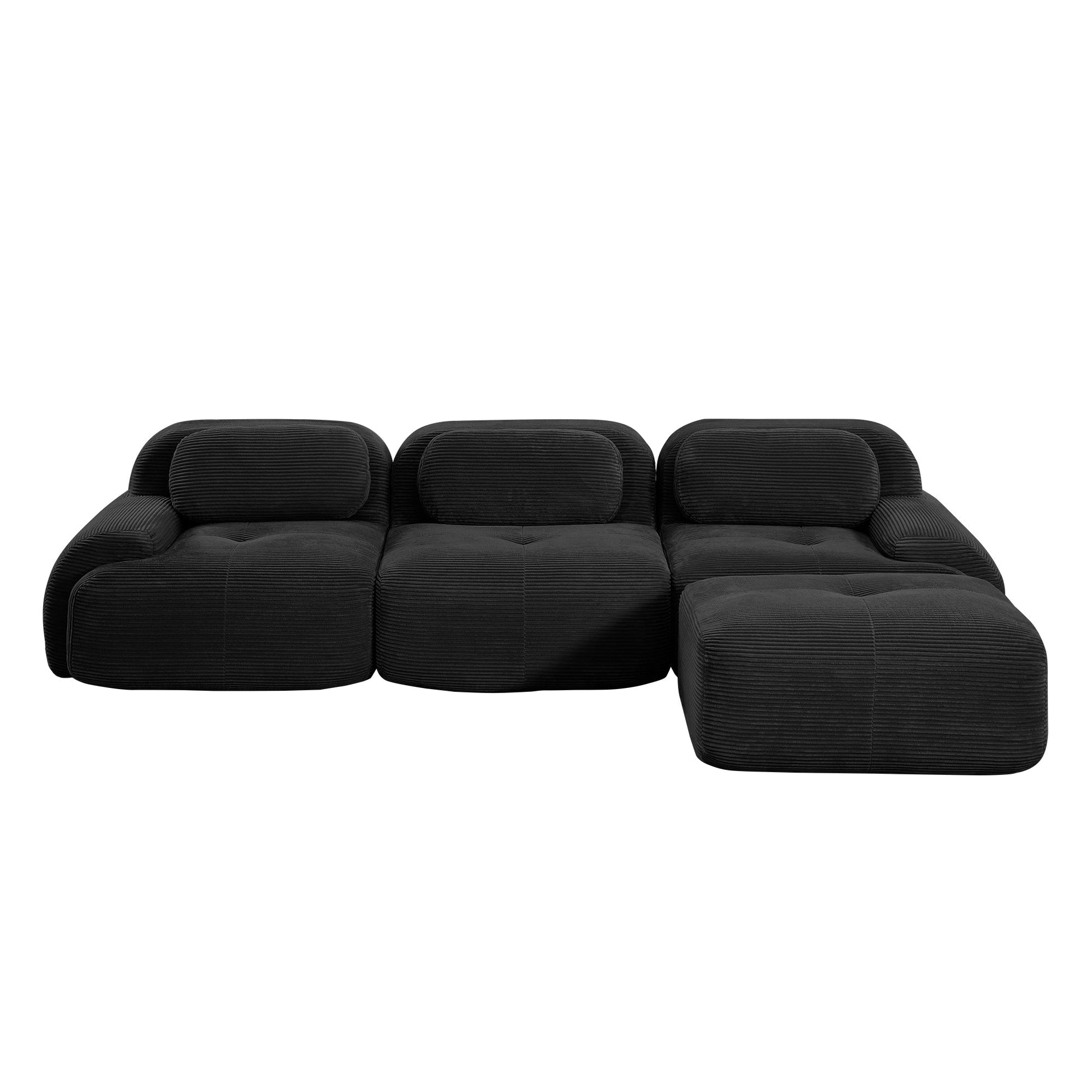 Modern Black Corduroy Modular Sectional Sofa – 3 Seat Cloud Comfort Couch - 1st Choice Furniture Direct