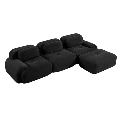 Modern Black Corduroy Modular Sectional Sofa – 3 Seat Cloud Comfort Couch - 1st Choice Furniture Direct