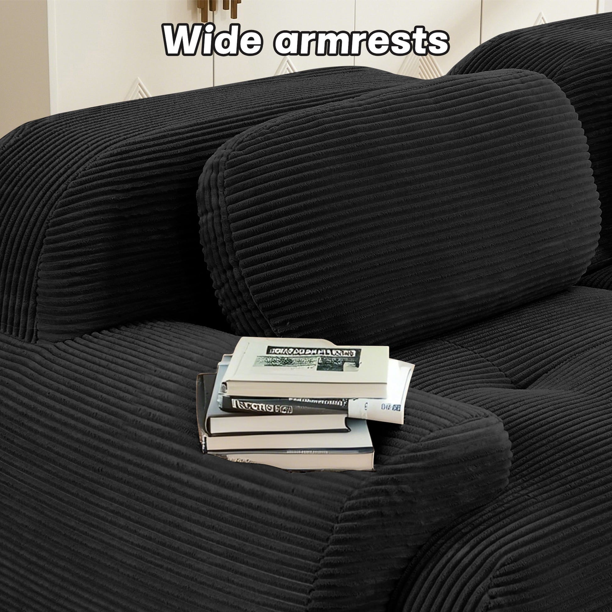 Modern Black Corduroy Modular Sectional Sofa – 3 Seat Cloud Comfort Couch - 1st Choice Furniture Direct