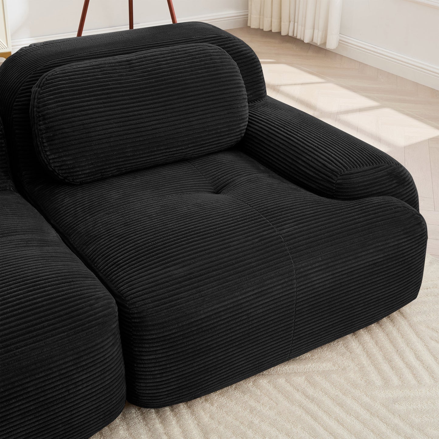 Modern Black Corduroy Modular Sectional Sofa – 3 Seat Cloud Comfort Couch - 1st Choice Furniture Direct