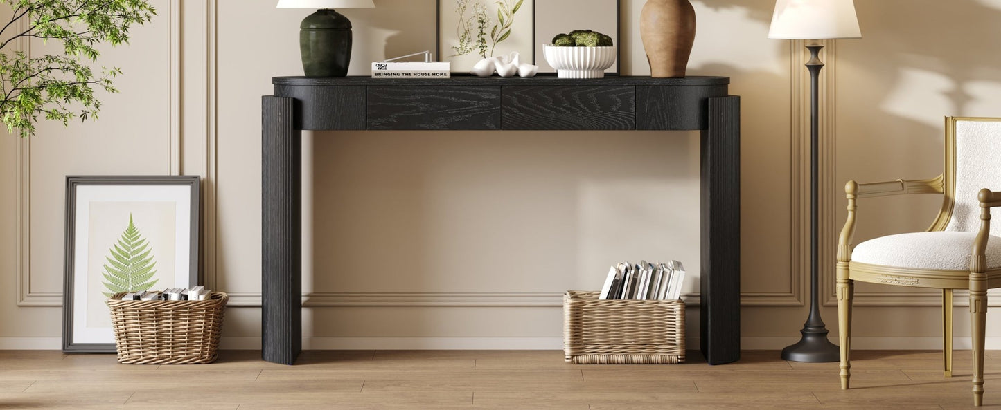 Modern Black Entryway Console Table with 2 Storage Drawers - 1st Choice Furniture Direct