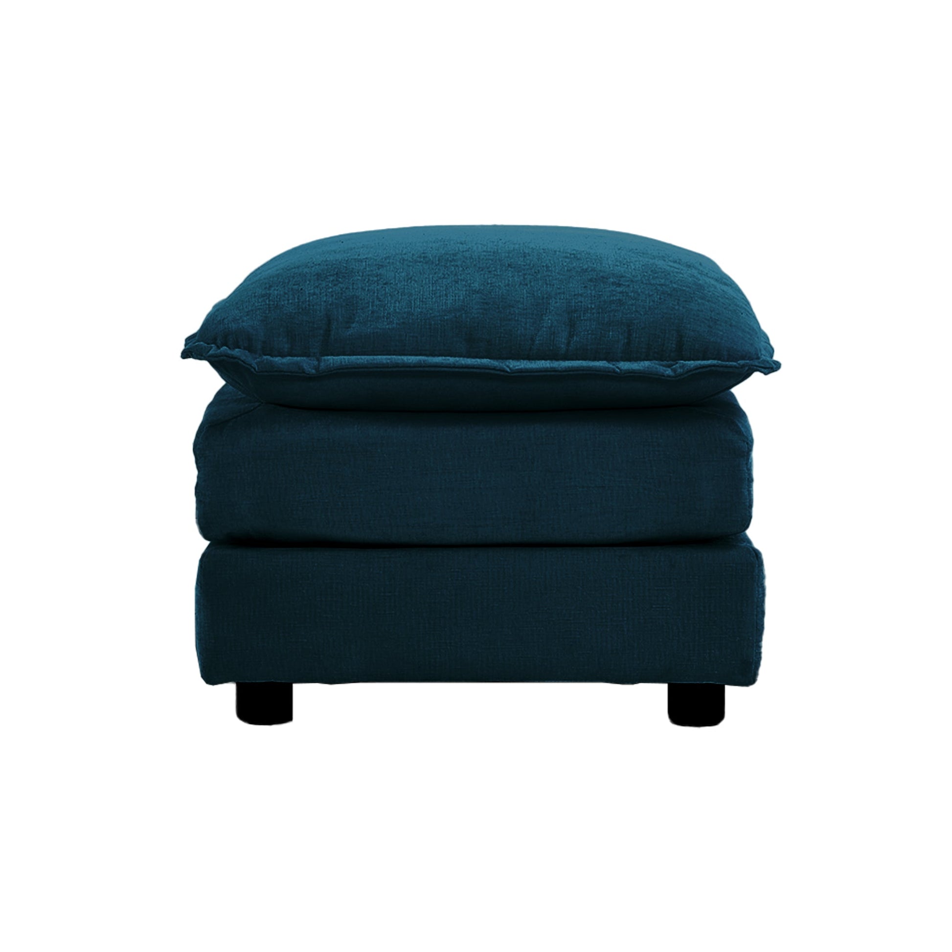 Modern Blue Chenille Ottoman – Modular Footrest Sofa Stool with Solid Wood Frame - 1st Choice Furniture Direct