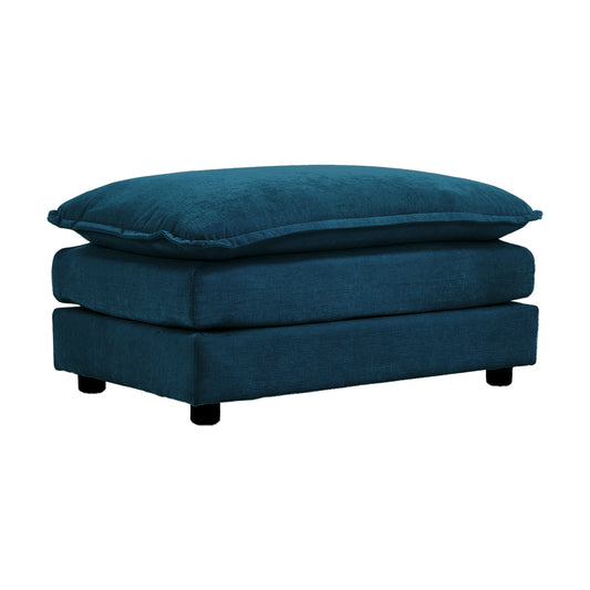 Modern Blue Chenille Ottoman – Modular Footrest Sofa Stool with Solid Wood Frame - 1st Choice Furniture Direct