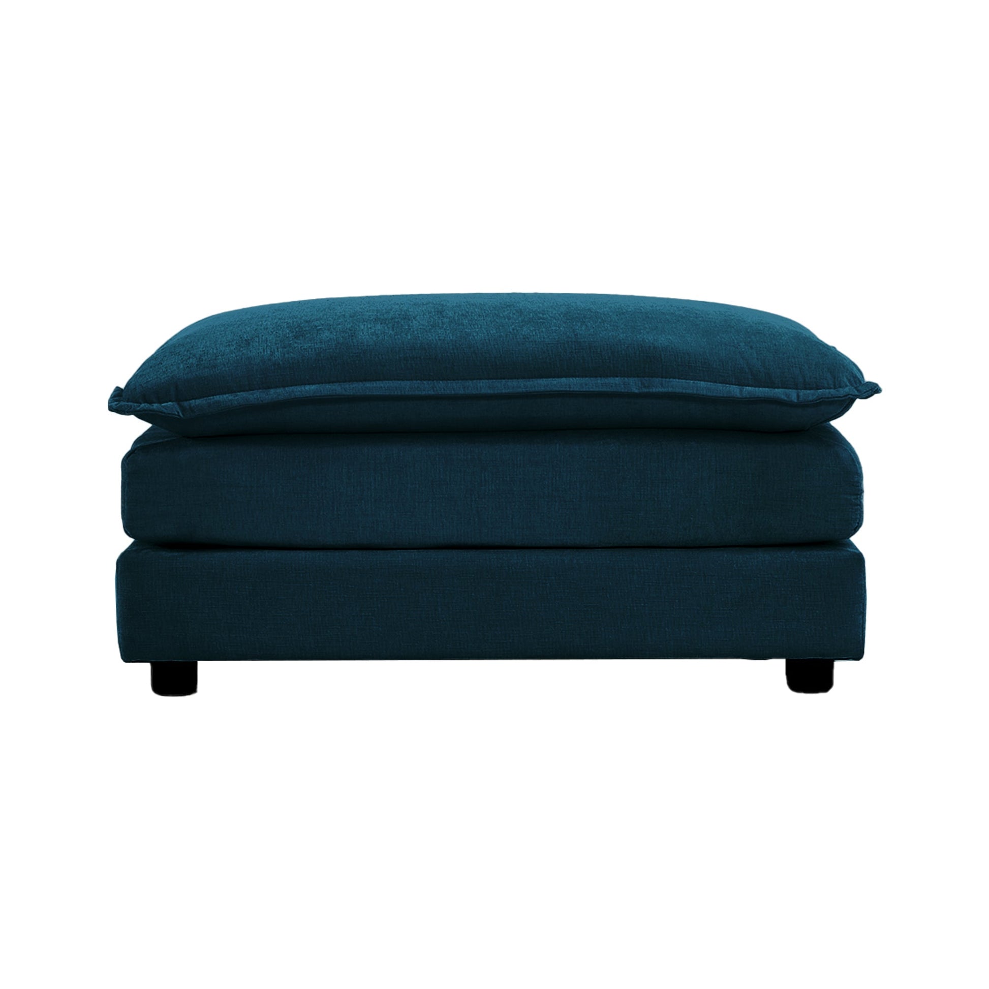 Modern Blue Chenille Ottoman – Modular Footrest Sofa Stool with Solid Wood Frame - 1st Choice Furniture Direct