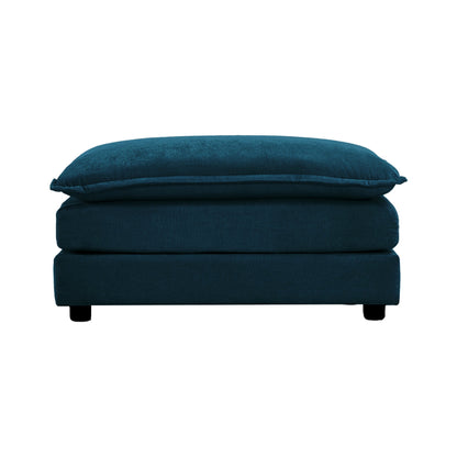 Modern Blue Chenille Ottoman – Modular Footrest Sofa Stool with Solid Wood Frame - 1st Choice Furniture Direct