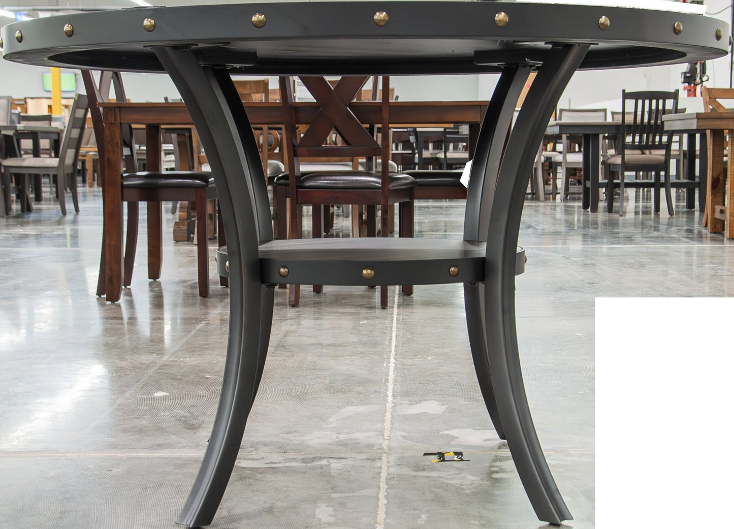 Modern Classic Dining Room Furniture Natural Wood Round Dining Table 4x Side Chairs Charcoal Fabric Tufted Roll Back Top Chair Storage Shelve 5pc Dining Set - 1st Choice Furniture Direct