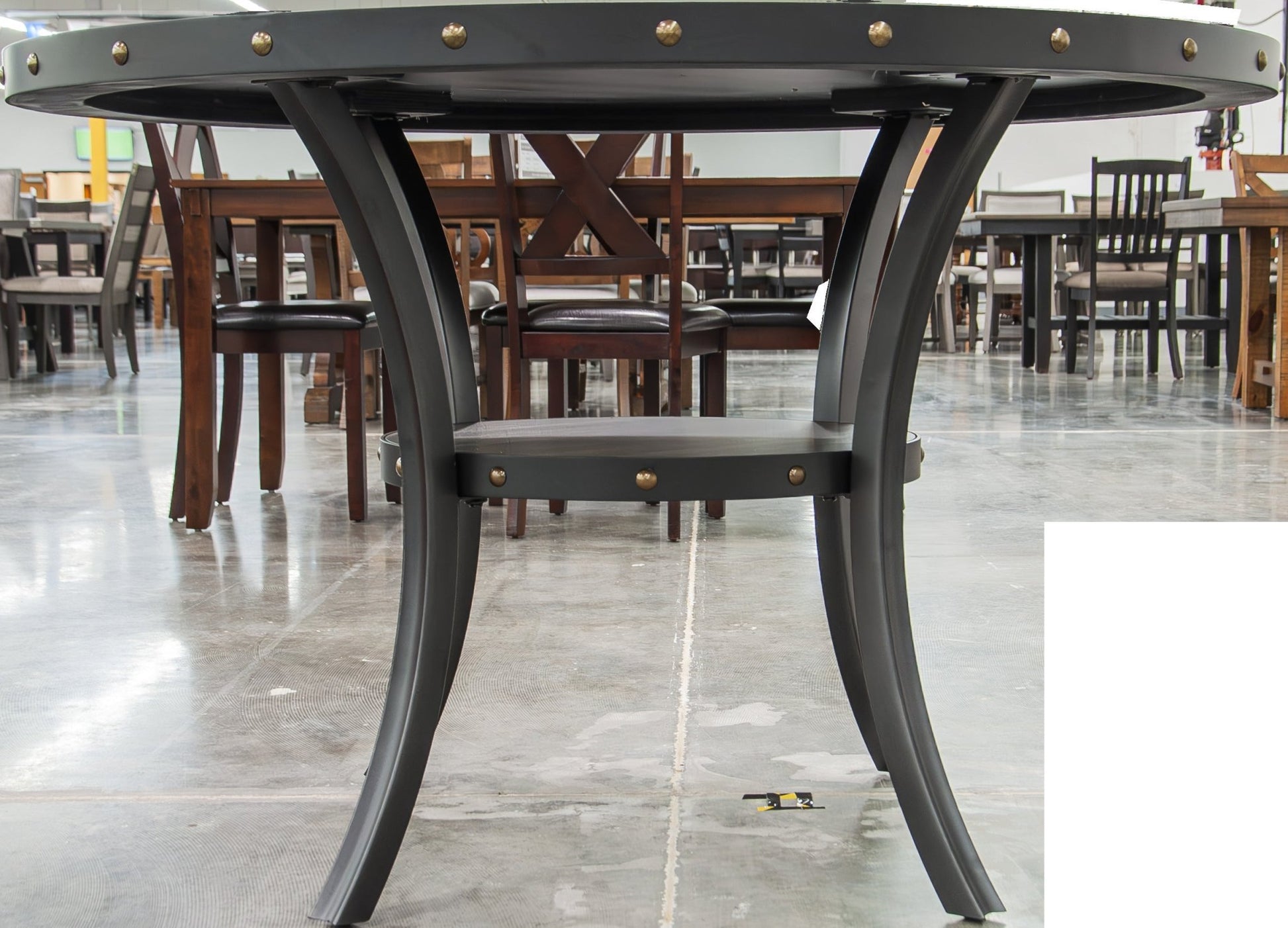 Modern Classic Dining Room Furniture Natural Wood Round Dining Table 4x Side Chairs Charcoal Fabric Tufted Roll Back Top Chair Storage Shelve 5pc Dining Set - 1st Choice Furniture Direct