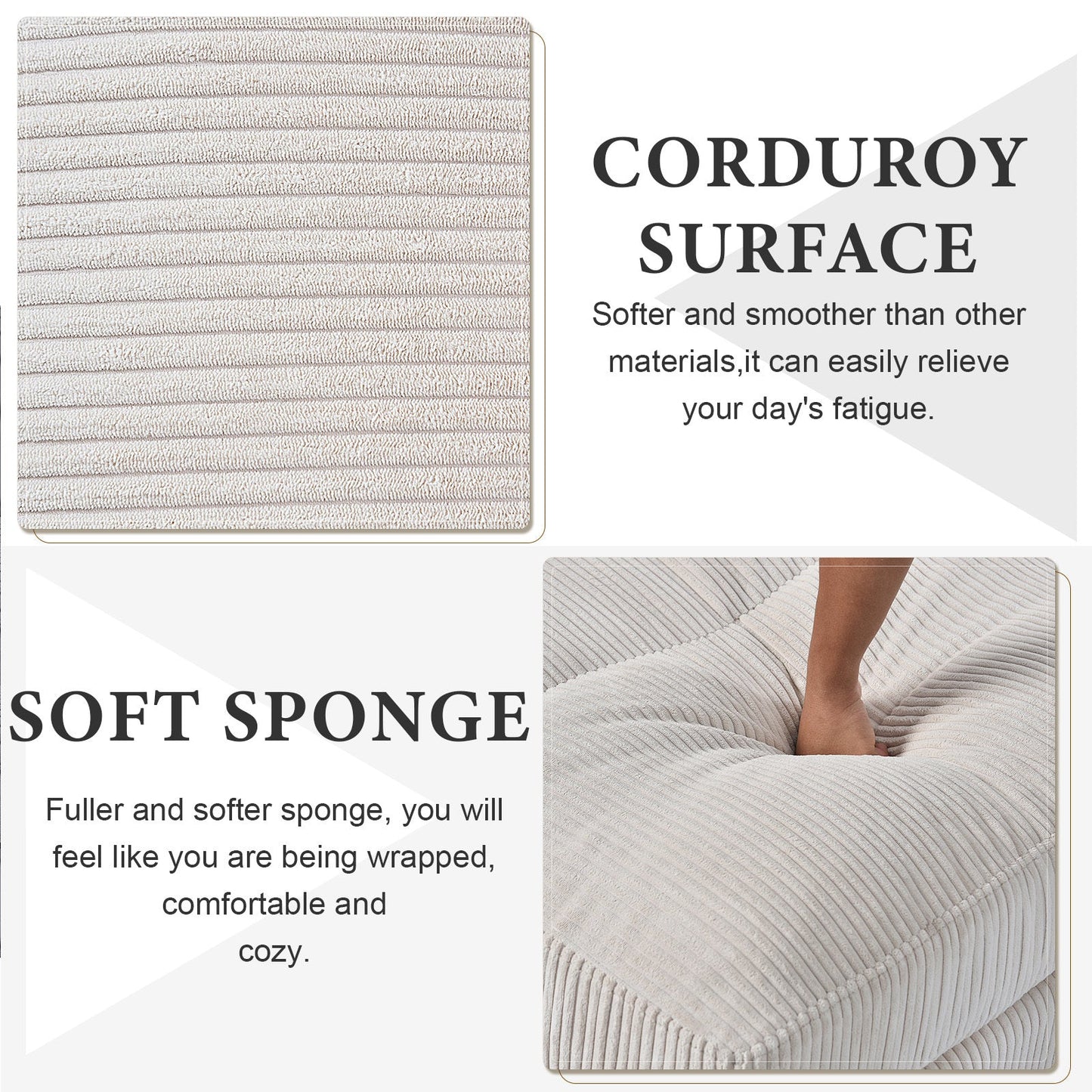 Modern corduroy modular section sofa, U - shaped convertible L - shaped sofa set with pillow, oversized sectional sofa with footstool, suitable for living room, attic, apartment, office - white 6 seat - 1st Choice Furniture Direct