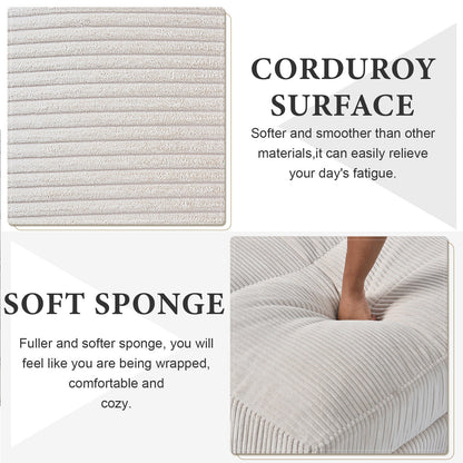 Modern corduroy modular section sofa, U - shaped convertible L - shaped sofa set with pillow, oversized sectional sofa with footstool, suitable for living room, attic, apartment, office - white 6 seat - 1st Choice Furniture Direct