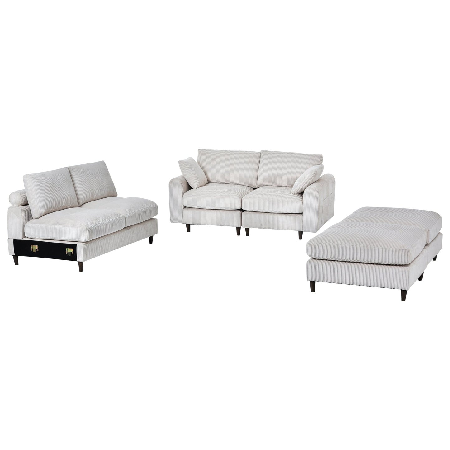 Modern corduroy modular section sofa, U - shaped convertible L - shaped sofa set with pillow, oversized sectional sofa with footstool, suitable for living room, attic, apartment, office - white 6 seat - 1st Choice Furniture Direct