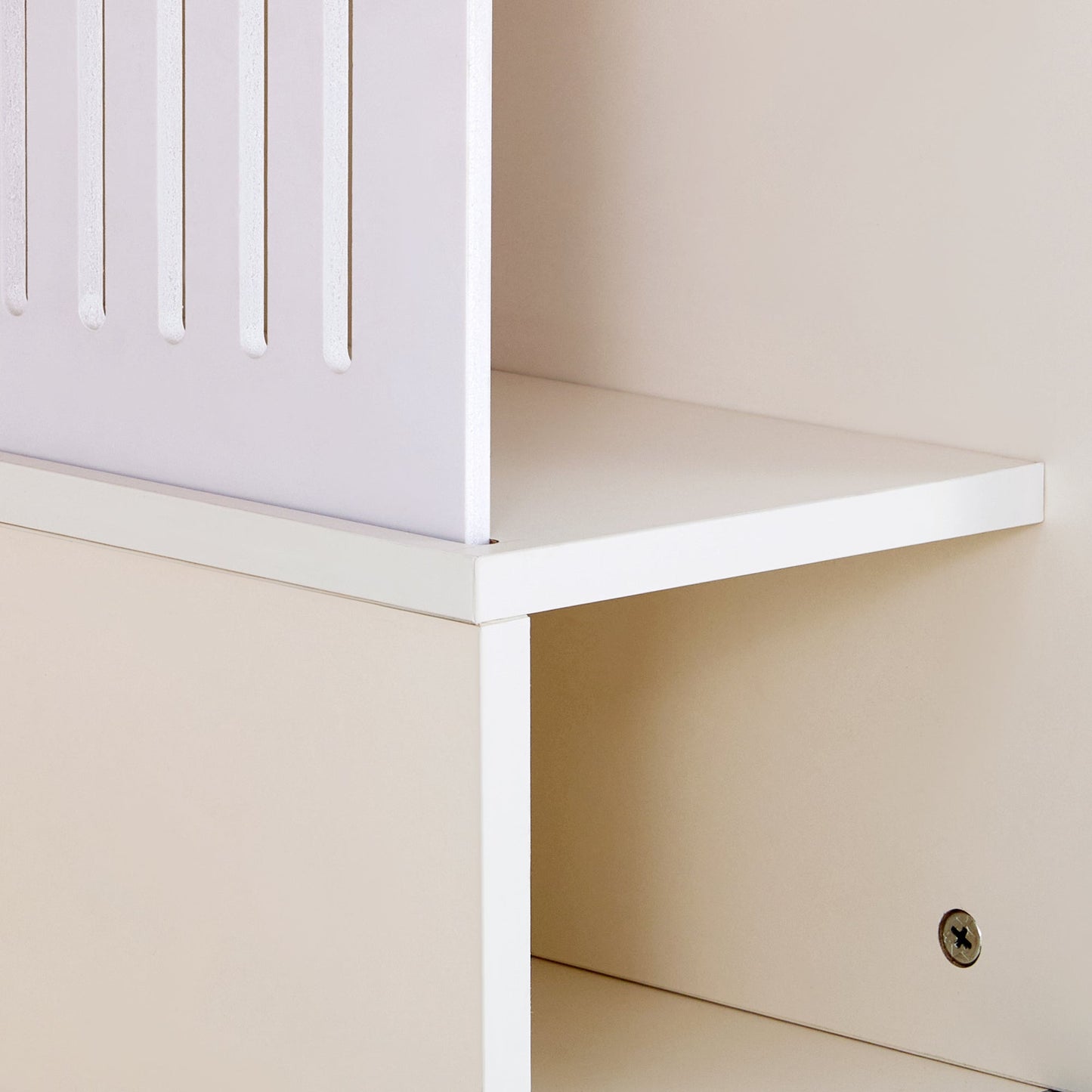 Modern Cream White TV Stand with Storage, Cat Litter Box Enclosure with Removable Sliding Door - 1st Choice Furniture Direct