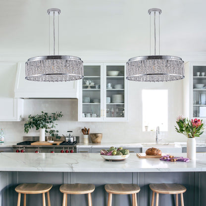 Modern Crystal Flush Mount Chandelier Ceiling Light Silver - 1st Choice Furniture Direct
