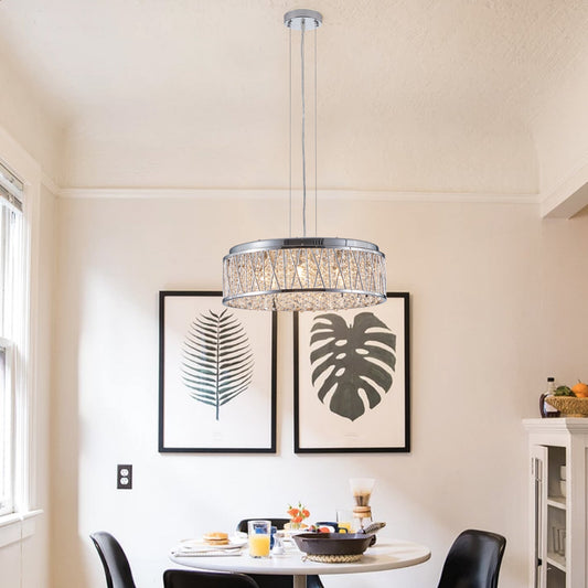 Modern Crystal Flush Mount Chandelier Ceiling Light Silver - 1st Choice Furniture Direct